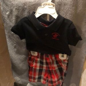 Short set multi color red